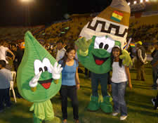 Dancing coca leaves at closing rally of the 